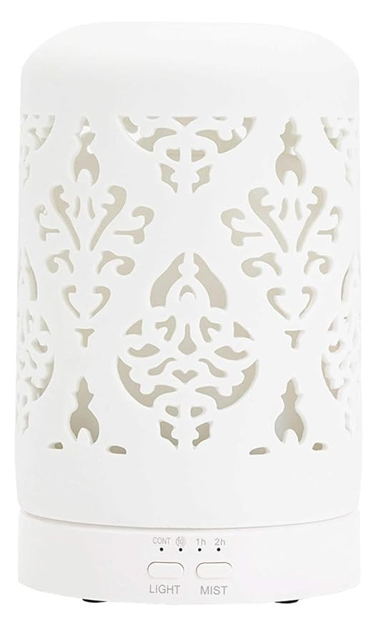 Essential Oil Diffusers White Aroma Ceramic Diffuser with 4 Timer Setting&7 Color LED Lights (Dam... | Amazon (US)