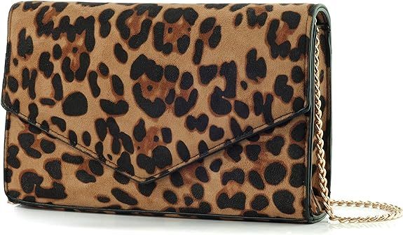 HOXIS Leopard Print Envelope Evening Clutch Women Chain Shoulder Bag | Amazon (US)