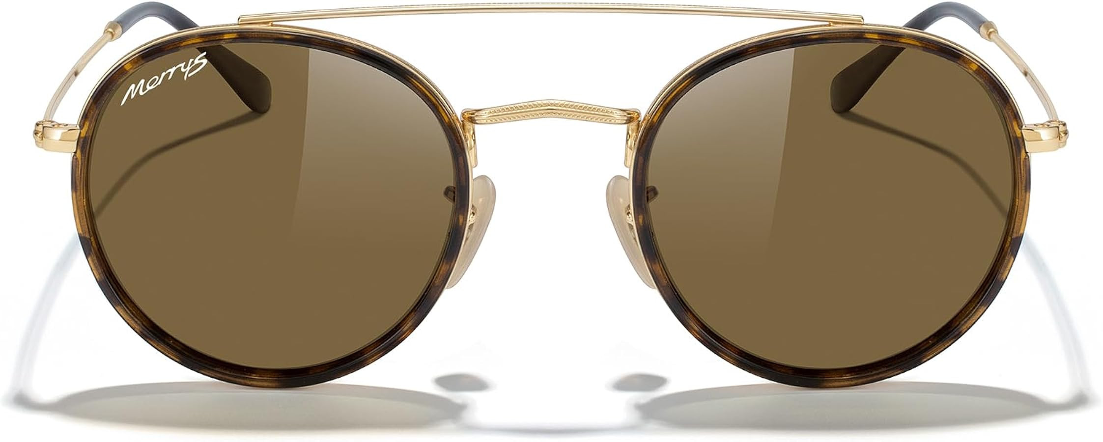 MERRY'S Retro Round Polarized Sunglasses - Unisex Double Bridge Sun Glasses | Amazon (US)