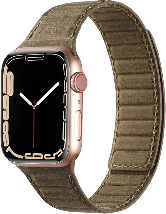 INI Compatible With iWatch Band 100% Full Grain Leather Magnetic Link For Ultra 2 Series 9 8 7 6 ... | Amazon (US)