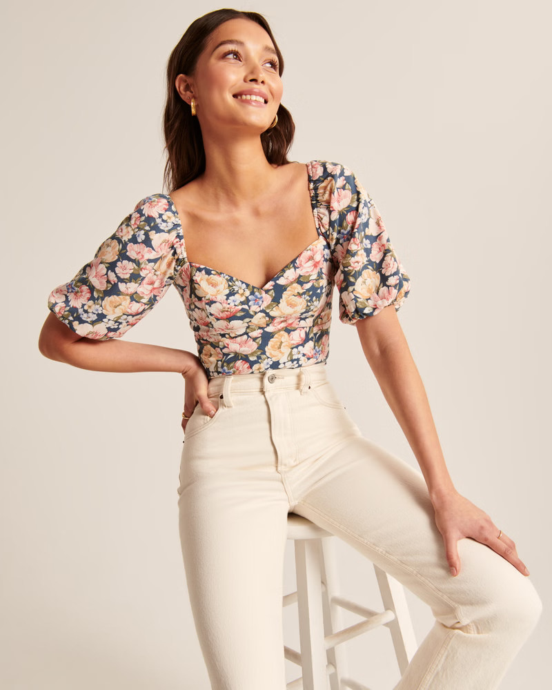 Women's Corset Puff Sleeve Top | Women's Clearance | Abercrombie.com | Abercrombie & Fitch (US)