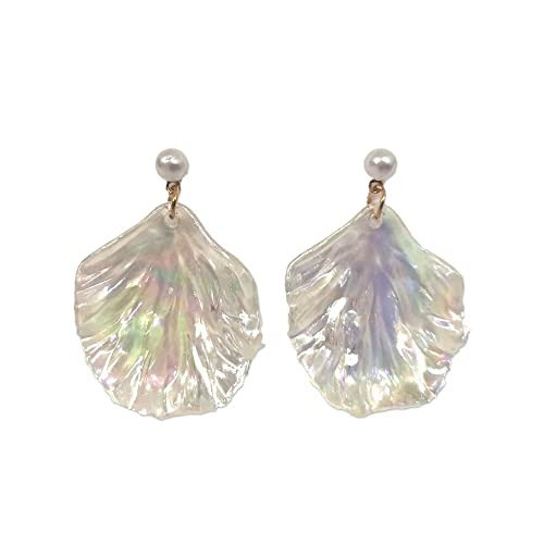 Ocean Earrings For Women - Color Change Big Seashell Pearls Sea Pearl Earrings - Seashell Dangle Summer Beach Jewelry | Amazon (US)