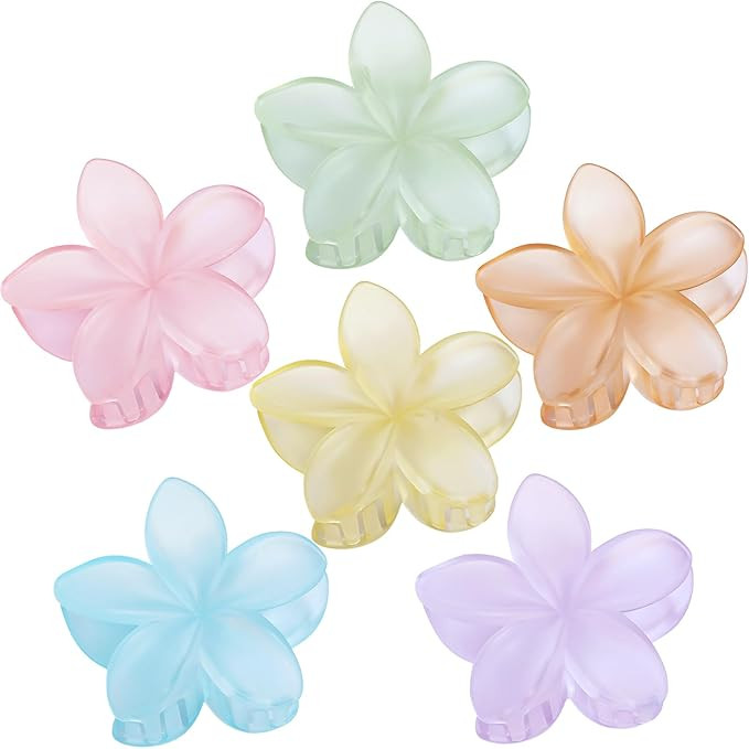 Hawaiian Flower Hair Clips for Women 6 Pack Flower Hair Claw Clips Plumeria Claw Clips for Thin H... | Amazon (US)