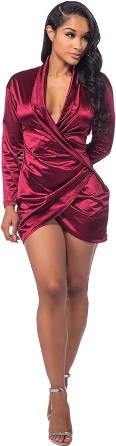Sedrinuo Sexy Long Sleeve Deep V Neck Club Mini Dresses For Women (X-Large(Fi. | Amazon (CA)
