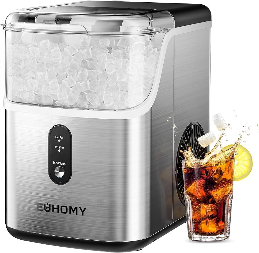 EUHOMY Nugget Ice Makers Countertop, Pebble Ice Maker Machine with 35lbs/24H Soft Ice, Self-Clean... | Amazon (US)