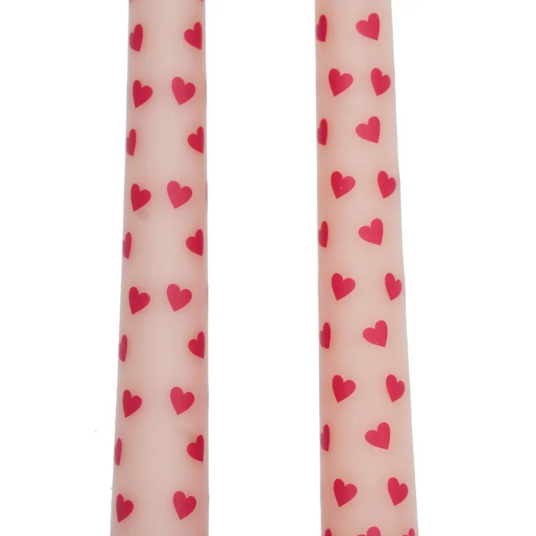 My Texas House Valentine 10" Red Hearts & Pink Taper Candles, Unscented, 2 Count | Walmart (US)