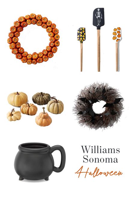 Williams Sonoma has the best Halloween home items this season. Shop this pumpkin wreath, Halloween spatulas, cauldron mug, and more! 

#LTKfindsunder50 #LTKHalloween #LTKhome