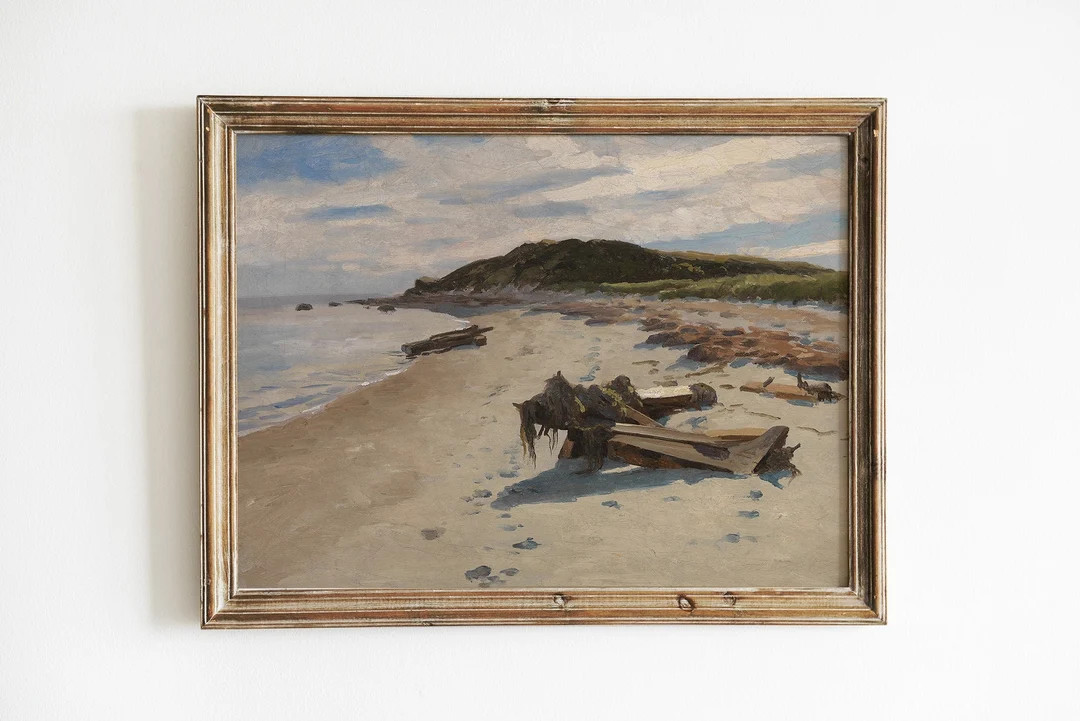 Seascape Painting, Beach Landscape, Seascape Decor, Coastal Print, Vintage Print / P109 - Etsy | Etsy (US)