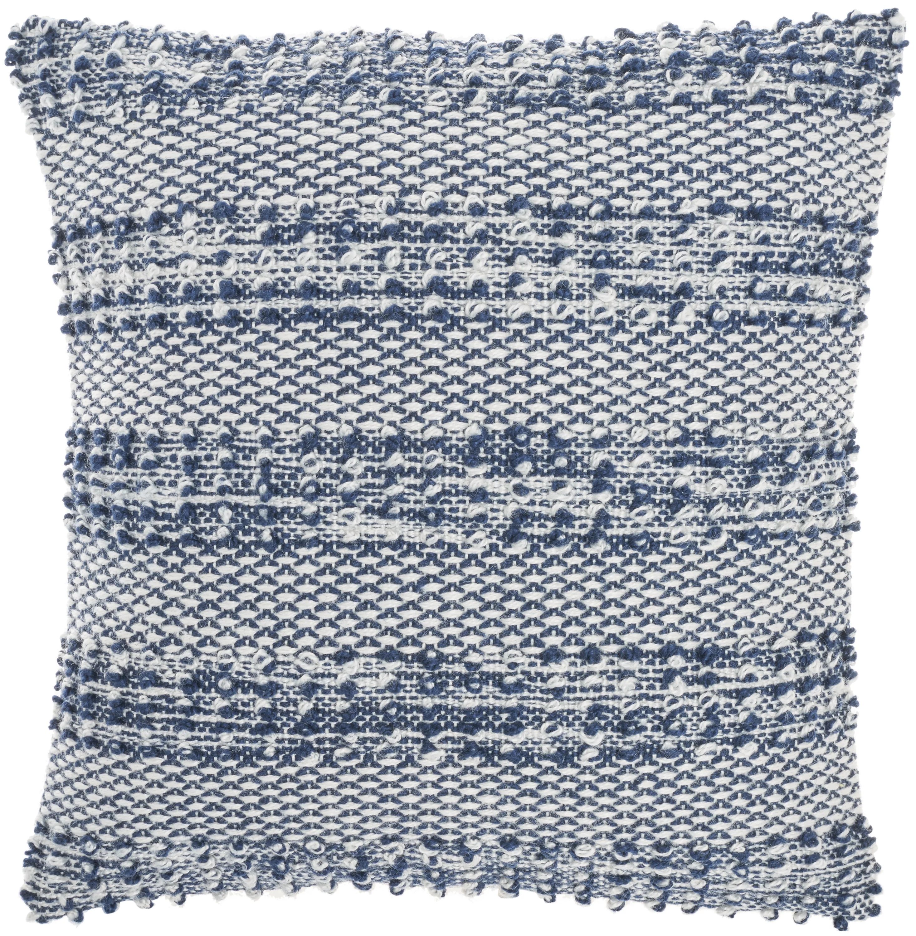 Nourison Woven Raised Striped Navy 18" x 18" Indoor/Outdoor Throw Pillow | Walmart (US)