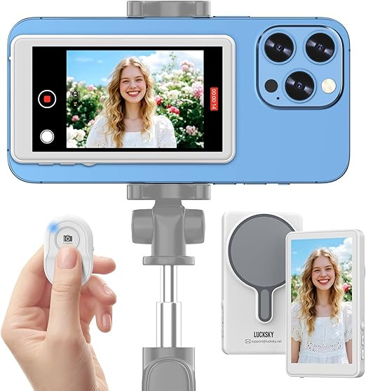 Vlog Selfie Monitor Screen iPhone, 4K 60fps Recording, Wireless Screen Mirroring with Remote Cont... | Amazon (US)