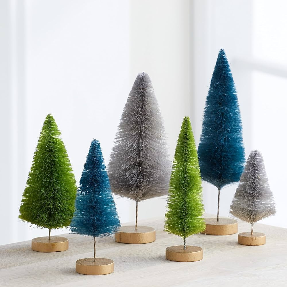 Bottle Brush Trees set of 6 hand-dyed, colorful rainbow, happy colors, unique winter decor, for o... | Amazon (US)