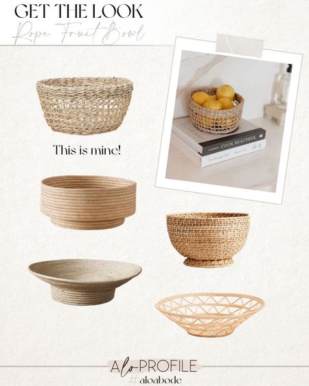 Get The Look // rope fruit bowl, natural home decor, textural decor, rope bowl, crate and barrel kitchen, lulu and georgia decor, minimal kitchen decor, boho kitchen decor, earthy kitchen decor, fruit bowl, kitchen accessories

#LTKhome