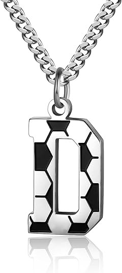AIAINAGI Soccer Initial A-Z Letter Necklace for Men Soccer Charm Pendant Stainless Steel Silver C... | Amazon (US)