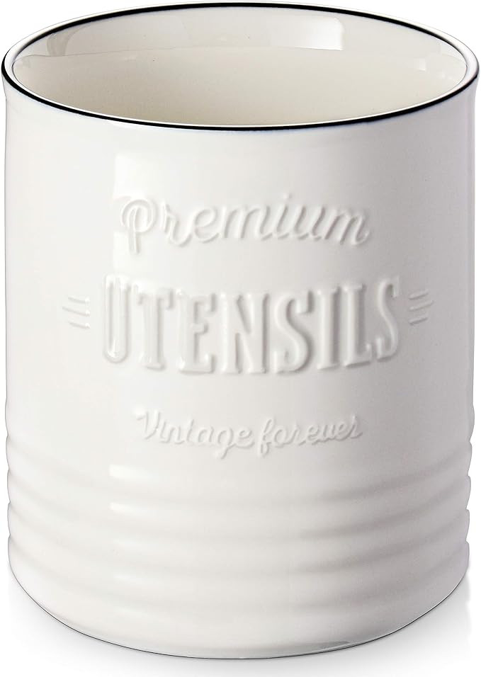 DOWAN Kitchen Utensil Holder for Countertop, 7.2″Large Ceramic Utensil Crock, Vintage Farmhouse... | Amazon (US)