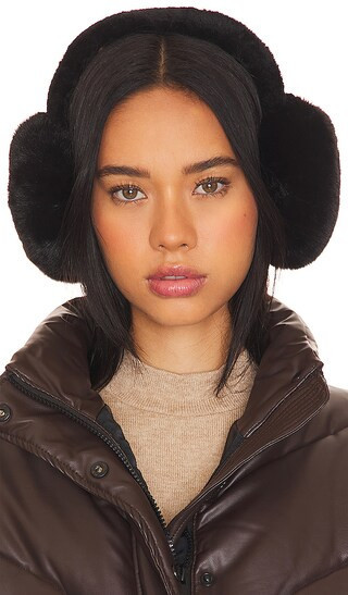 Hat Attack Oversized Faux Fur Earmuff in Black. | Revolve Clothing (Global)
