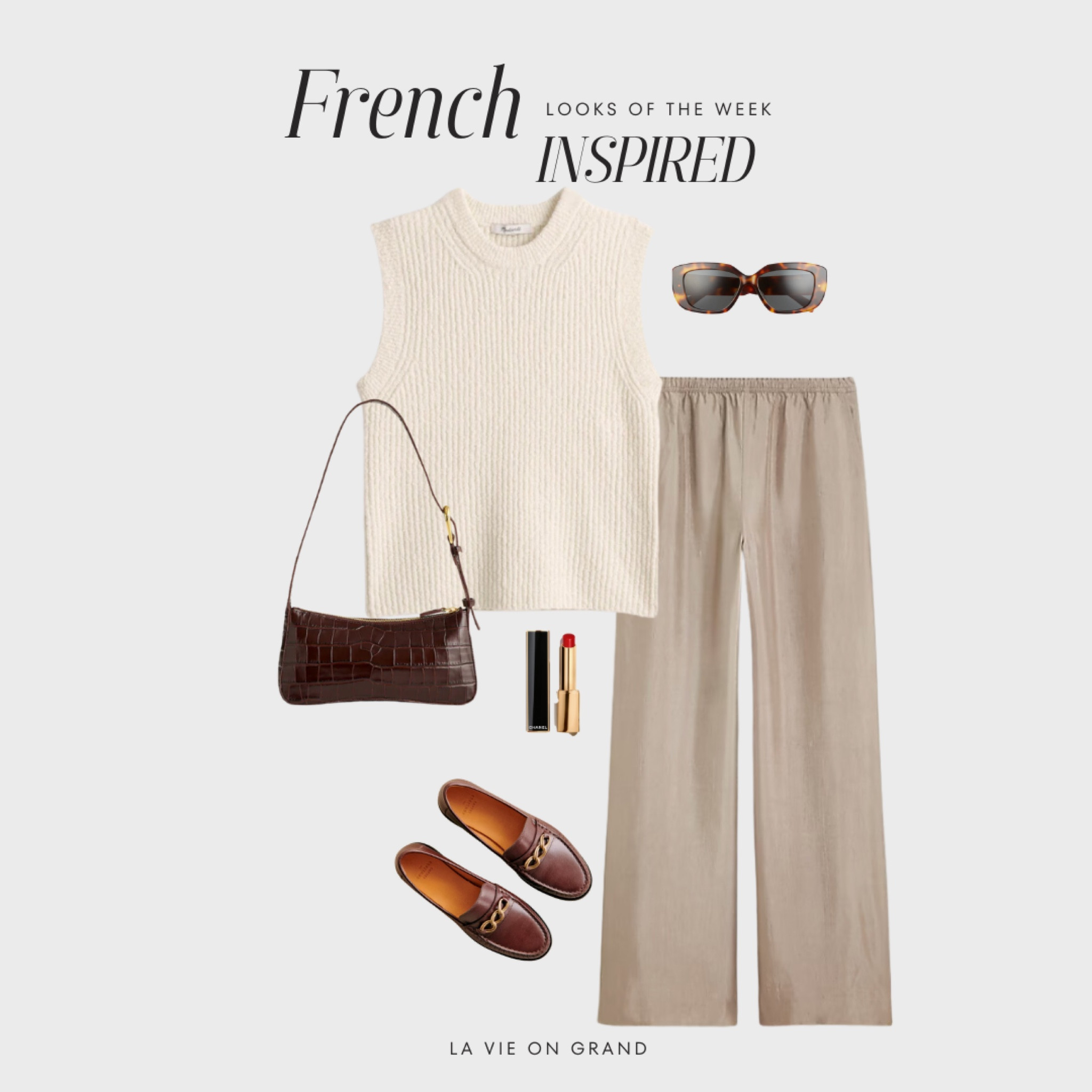 Looks of the week 
French inspired 
J. Crew Pants 
Madewell Sweater Vest 
Madewell Bag 
Sèzane Loafers 

Perfect look into fall 

#LTKStyleTip #LTKSeasonal #LTKOver40
