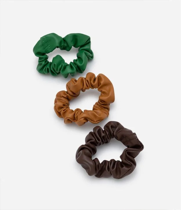 Kit 03 Scrunchie Mini em PU Multicores | Renner (BR)