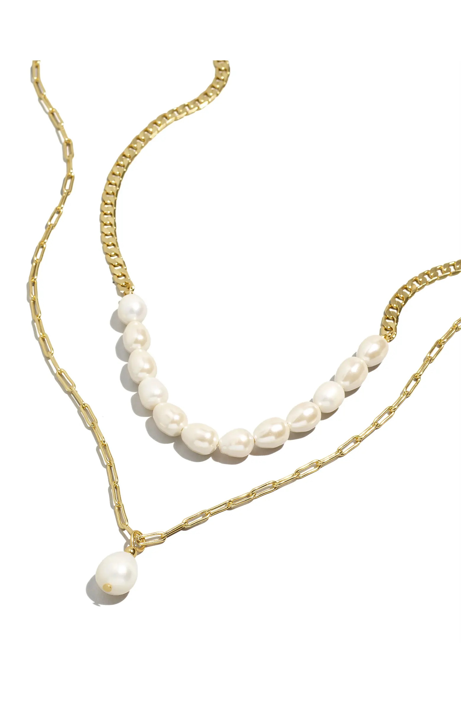 Madewell Set of 2 Freshwater Pearl Necklaces | Nordstrom | Nordstrom