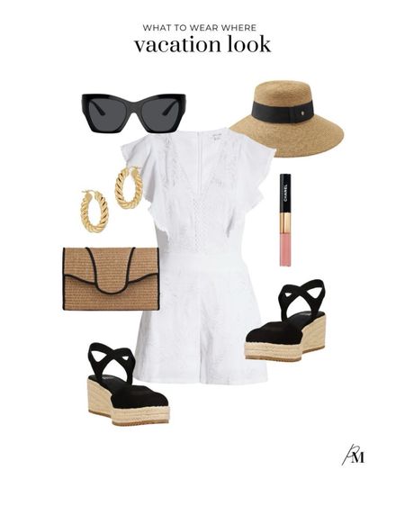 Vacation outfit idea. I love this ruffle detail romper and platform espadrilles. 

#LTKSeasonal #LTKstyletip #LTKtravel
