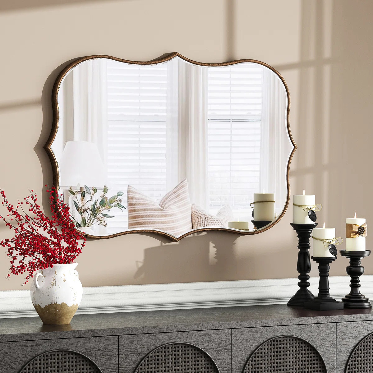 Euri Vintage Decorative Wall Mirror with Wood Framed | Wayfair North America