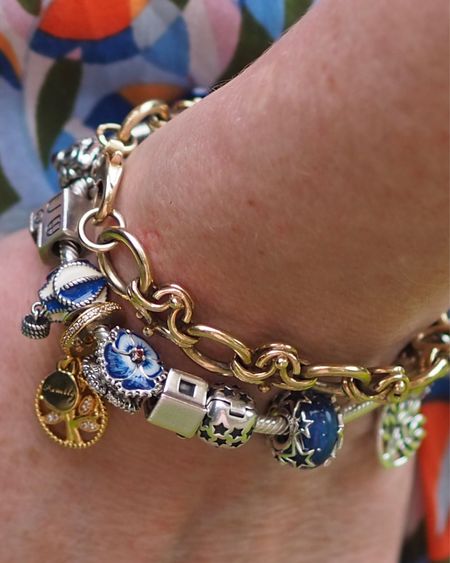 Pandora bracelet. Pink and blue charms. Pandora moments. Charm jewellery  