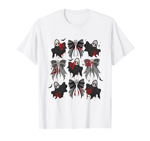 Coquette Bow Cute Ghost Spooky Season Scare Horror Halloween T-Shirt | Amazon (US)