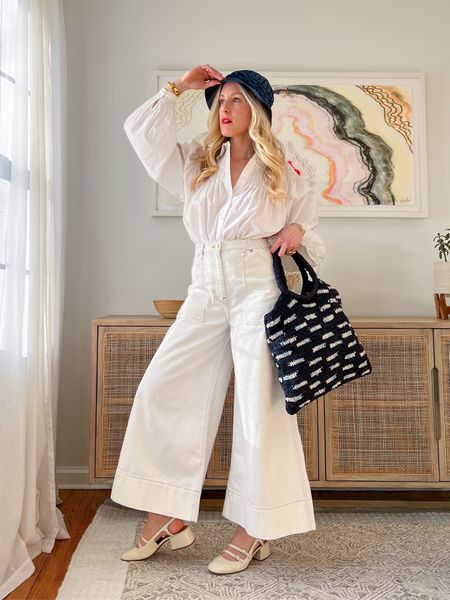 Style tip: yes you can wear white and ecru together. Ground the outfit with contrasting accessories. 

Ps the top has the most beautiful details and silver thread and the jeans have an elastic waistband on the sides so they’re comfy and flattering! 

Too/pants/hat/bag: Merlette (THENEWYORKSTYLIST for 15% off)

Shoes: Sezane

Jewels: Christina Caruso

Lip: RMS (Ruby Moon)



#LTKworkwear #LTKstyletip #LTKover40