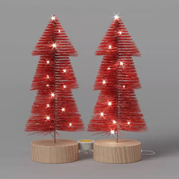 LED 2pk Christmas Tiered Bottle Brush Trees - Threshold™ | Target