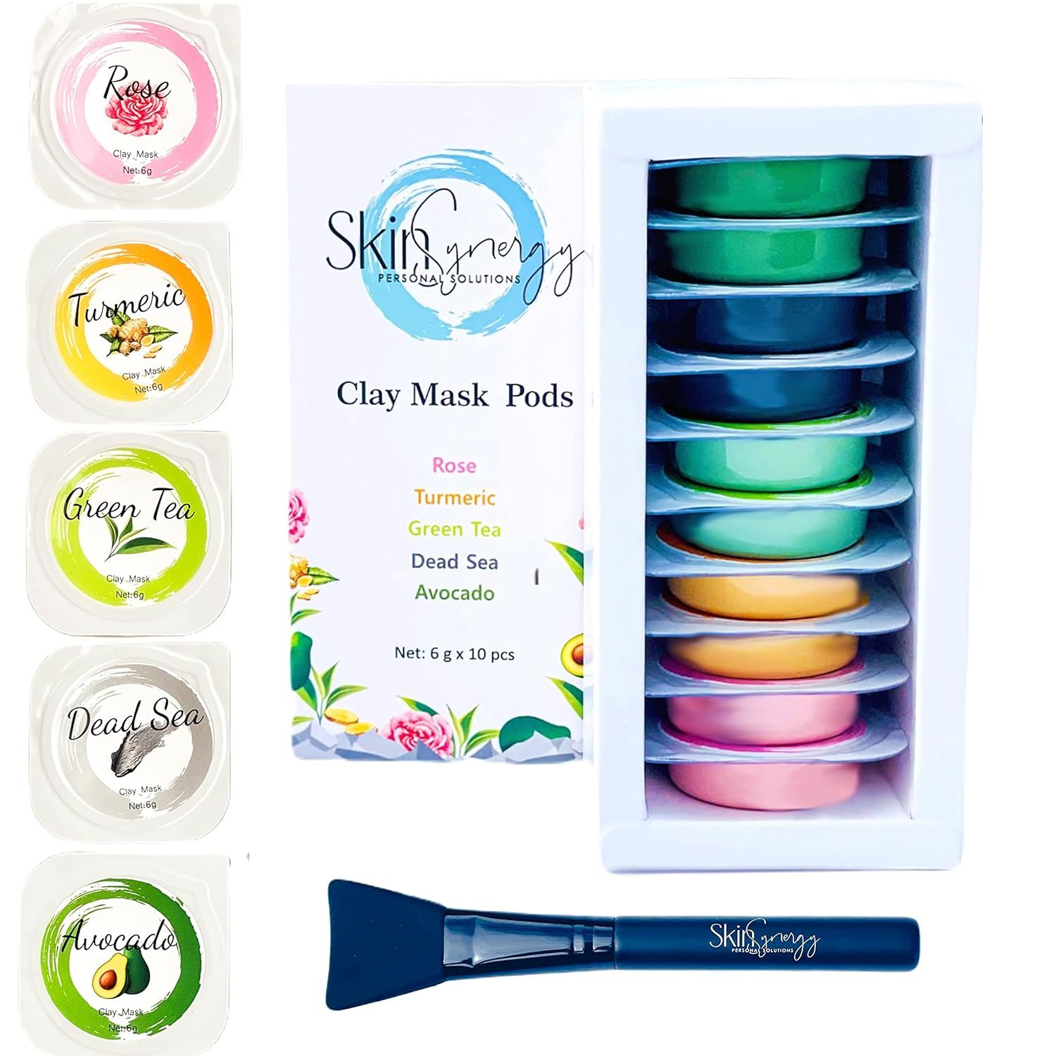 Clay Mask Pods with Facial Brush Skin Care Set| Natural Skin Care Kit| Deep Cleansing & Pore Redu... | Amazon (US)