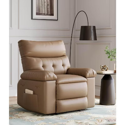 Manual Recliner Chair, 360 Degree Swivel Sofa, Pu Leather Cozy Lounge Chair, Wide Single Recliner Chair with Side Pocket for Living Room, Office | Target