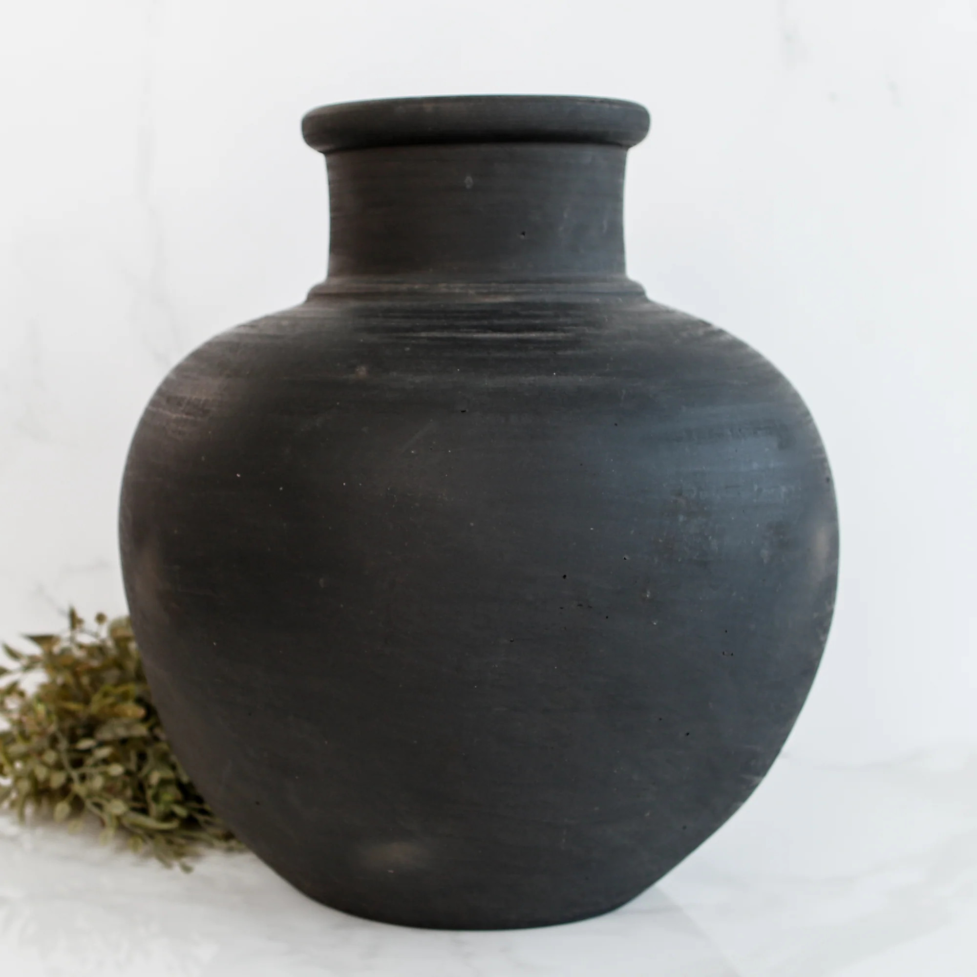 13.5 in Black Vase with Narrow Opening | Interior Delights