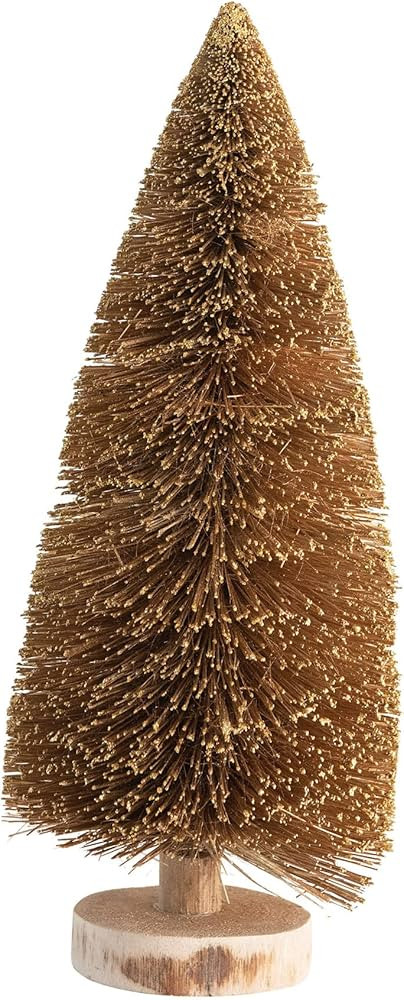 Creative Co-Op Sisal Wood Base, Gold Color Bottle Brush Tree | Amazon (US)