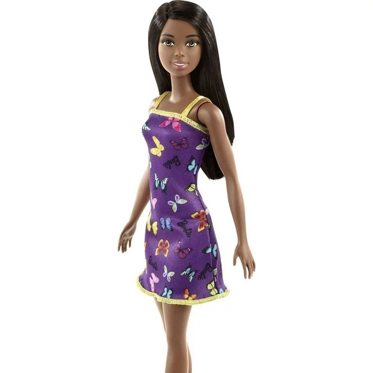 Barbie Fashion Doll with Black Hair Dressed in Colorful Butterfly Print Dress - Walmart.com | Walmart (US)