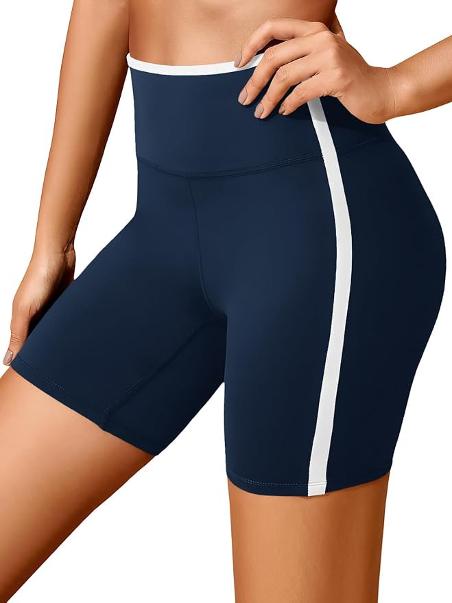 Aoysky Womens Buttery Soft Biker Shorts High Waisted Contrast Trim Workout Athletic Running Short... | Amazon (US)