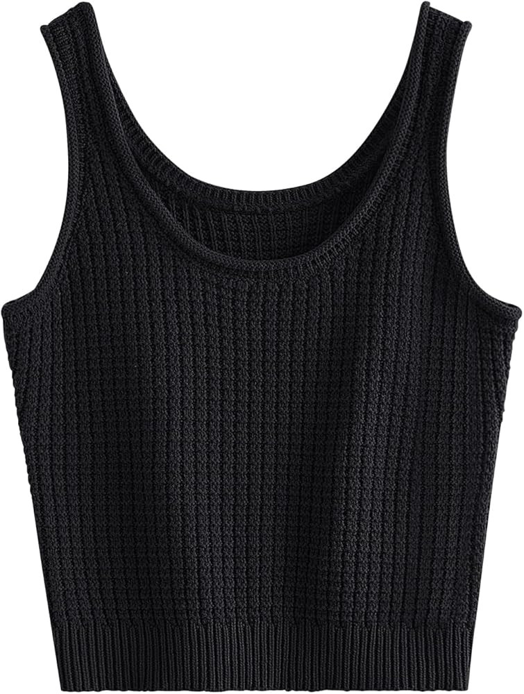 LILLUSORY Women's Tank Tops Sweater Vest Spring Summer Ribbed Sleeveless Knitted | Amazon (US)