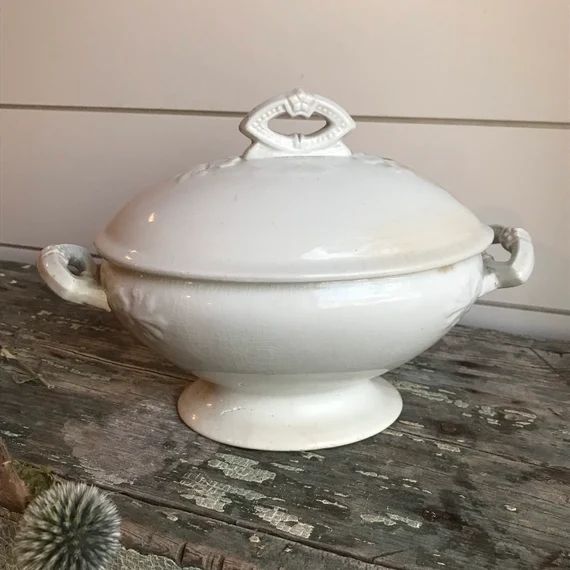 Antique Early English White Ironstone Tureen by H. Burgess | Etsy | Etsy (US)