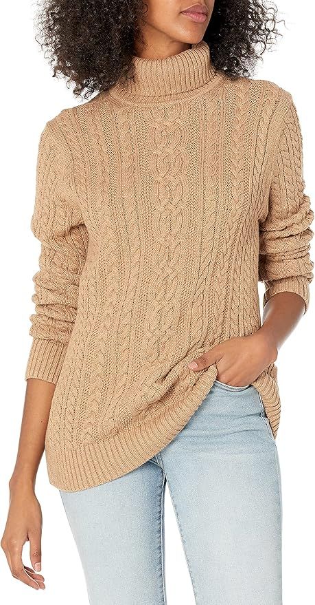 Amazon Essentials Women's Fisherman Cable Turtleneck Sweater | Amazon (US)