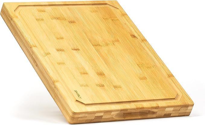 SMIRLY Large bamboo Cutting Board for Kitchen: Extra Large Bamboo Cutting Board with Juice Groove... | Amazon (US)