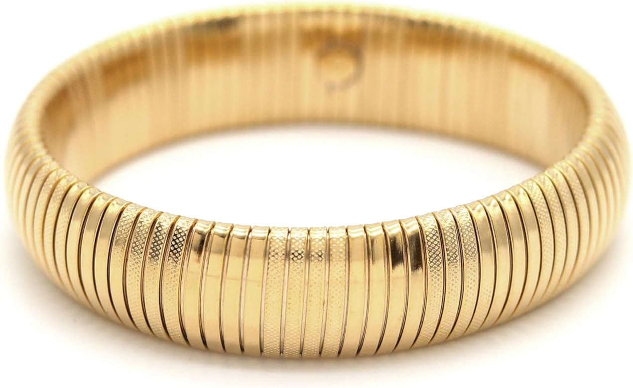 Marshal Metal Fashion Bracelet Omega 18k Gold Plated Brass Stretch Cobra Bracelet | Amazon (US)