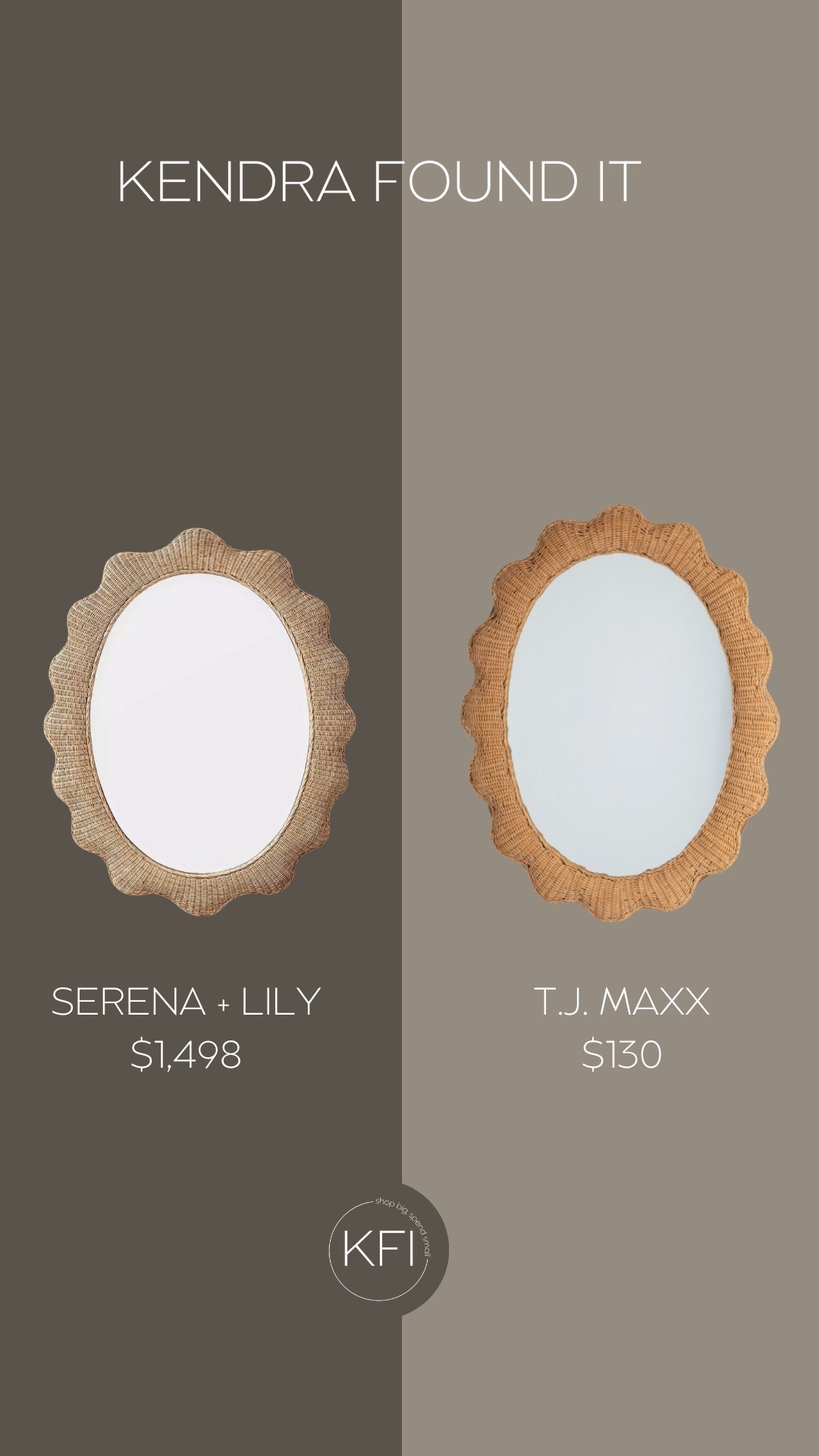 Serena and Lily Cascade Mirror dupe 🤎

These are the same size… but the price difference is WILD. The Serena + Lily Cascade Mirror is $$$, and I found a T.J. Maxx dupe that gives the same scalloped rattan look for a fraction of the price. Same shape, same scale, same coastal-grandmillennial vibe — it’s one of those swaps that makes your space look high-end without paying the designer markup.

If you’ve been wanting that warm, textured statement mirror for an entryway, powder room, bedroom, or above a console, this is the one to grab when you spot it. 

Linked both here.

#LTKSaleAlert #LTKHome