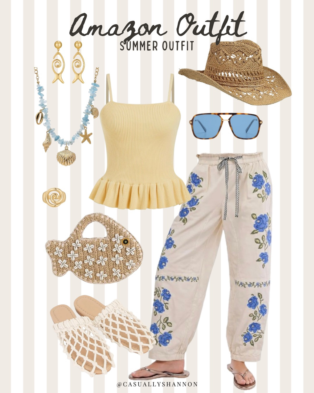 Which color combo are you?
🩵💛
🩷❤️
❤️💛
💜💚

The most perfect beach outfits your summer vacations. Incorporating color into your spring and summer closet is key to elevating any look. It’s something I am personally trying to get better at 

summer tank top for women with a fun ruffle hem, floral pants, summer sandals, shell necklace, woven cowgirl hat, womens bucket hat for summer, bite beach purse, woven purse, tinted sunglasses, colored sunglasses, charm earrings, spring outfits 2026, vacation beach outfits

#LTKSaleAlert #LTKootd #LTKTravel