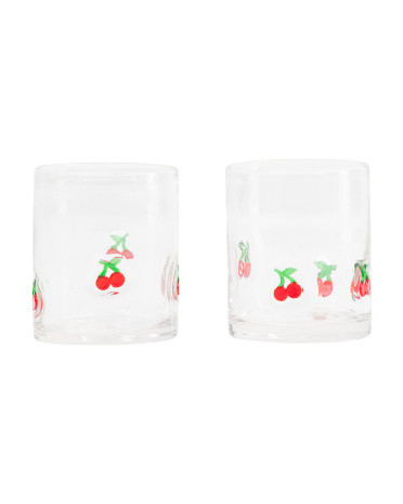 Set Of 2 Cherry Double Old Fashioned Glasses | TJ Maxx