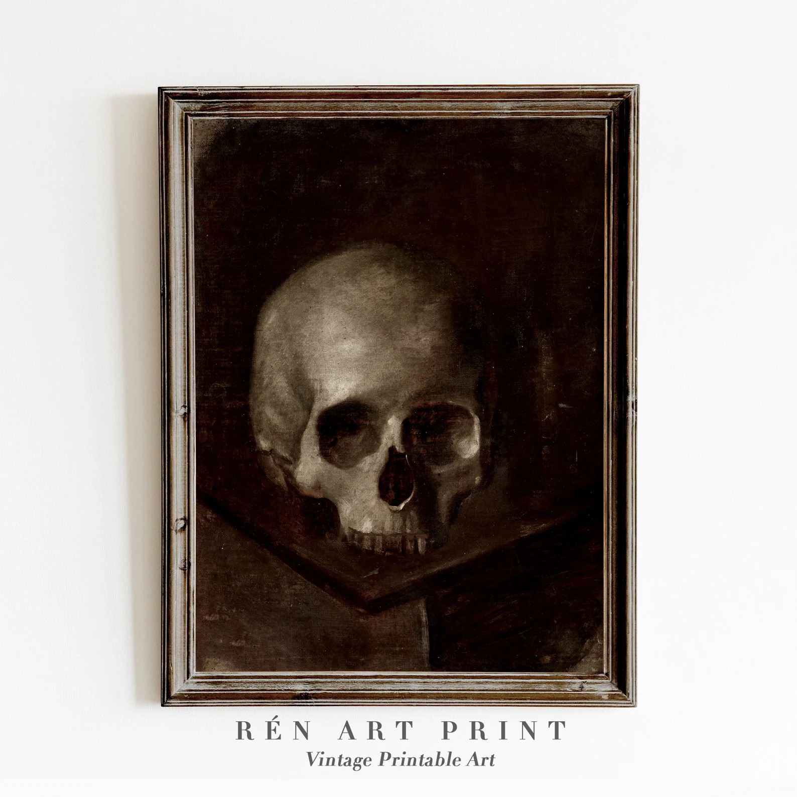 Skull Art Print Vintage Gothic Painting Halloween Wall Art Moody Dark Academia Print Gothic Wall ... | Etsy (US)