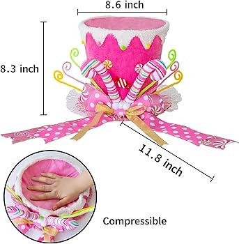 Christmas Tree Topper Hat, Candy Canes Tree Topper, Pink Tree Topper Christmas Decorations with B... | Amazon (US)