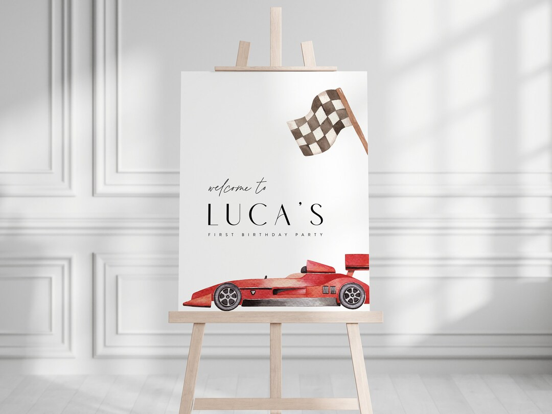 Race Car Birthday Welcome Sign, Modern Race Car Birthday, Two Fast, Fast One, Digital Printable, ... | Etsy (US)