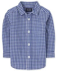 Toddler Boys Long Sleeve Gingham Poplin Button Down Shirt | The Children's Place