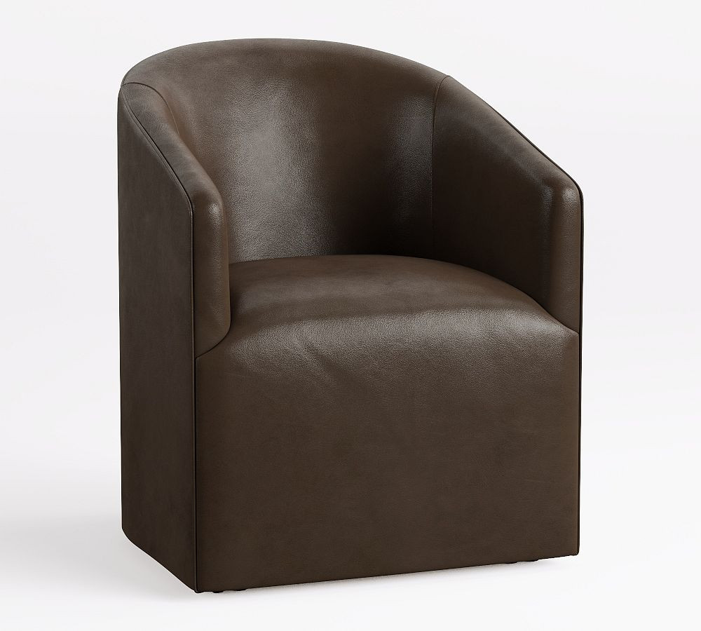 Baldwin Leather Barrel Back Dining Chair | Pottery Barn (US)