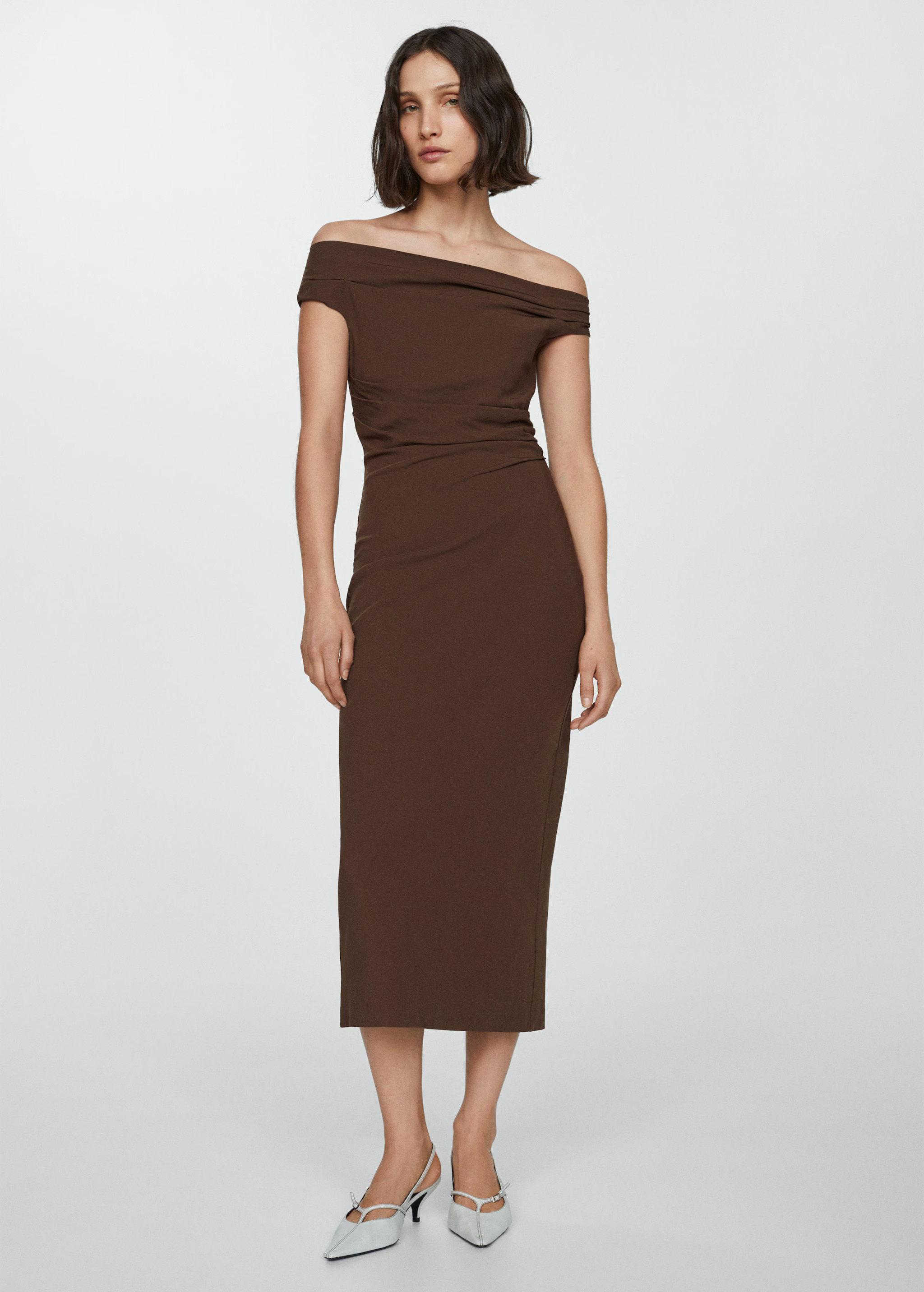 Off-the-shoulder draped dress | Mango (US/MX/AU)