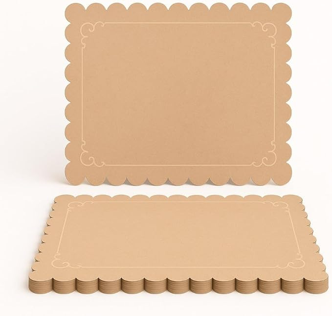 Ur- Way Kraft Paper Placemats 100 Pack: 10 x 14 inch Light Brown Scalloped Edged Disposable Kraft... | Amazon (US)