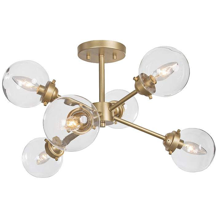 Arnold 25" Wide Gold Metal 6-Light Sputnik Ceiling Light - #91P84 | Lamps Plus | Lamps Plus